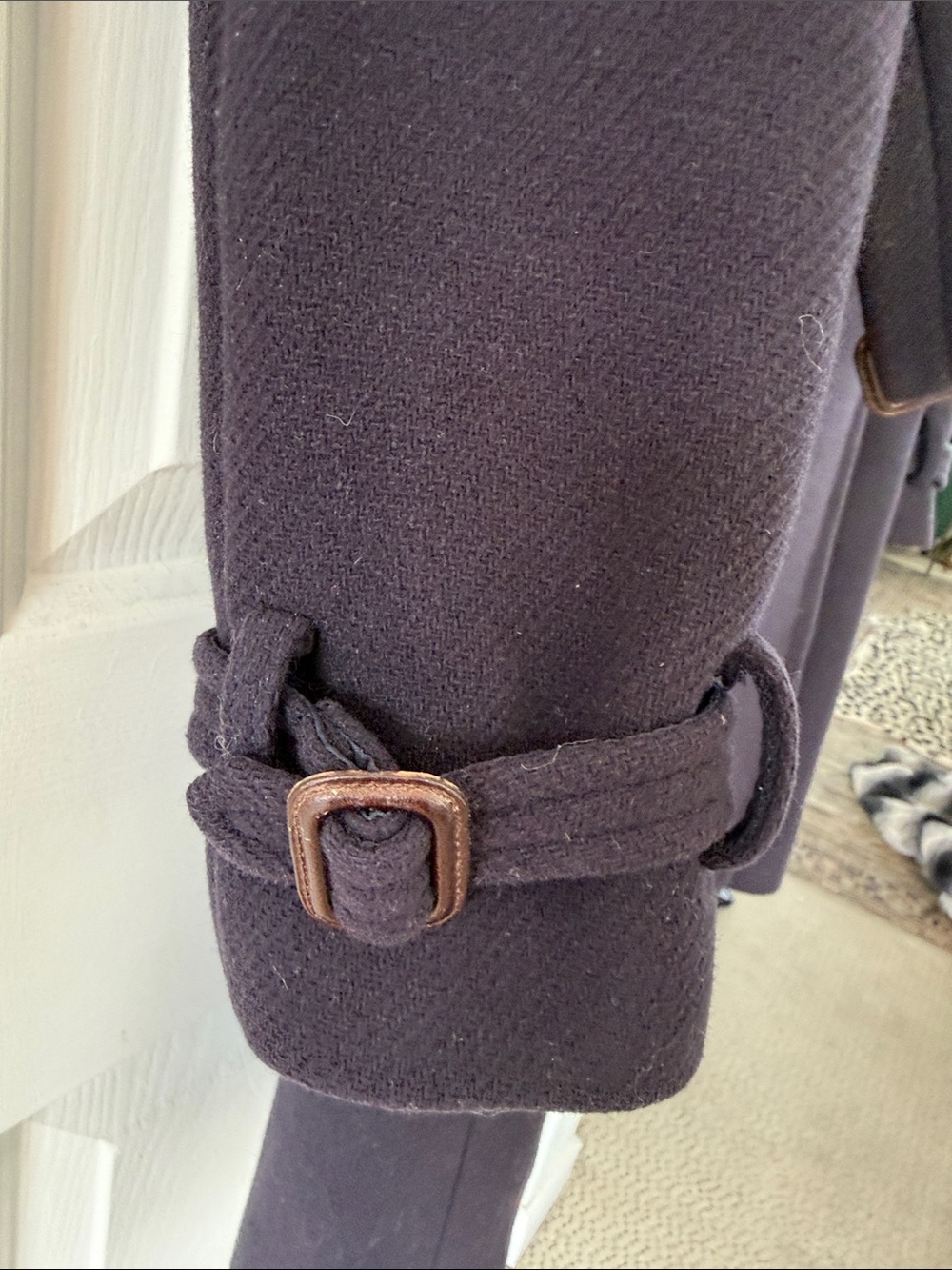 J. Crew Women's Dark Navy Wool Double-Breasted Pea Coat with Belt - Picture 3 of 6